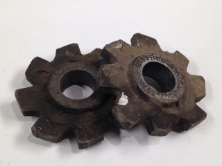 Two 3in Gear Industrial Steampunk Repurpose Steel Sprocket Vintage Pulley Rust photo