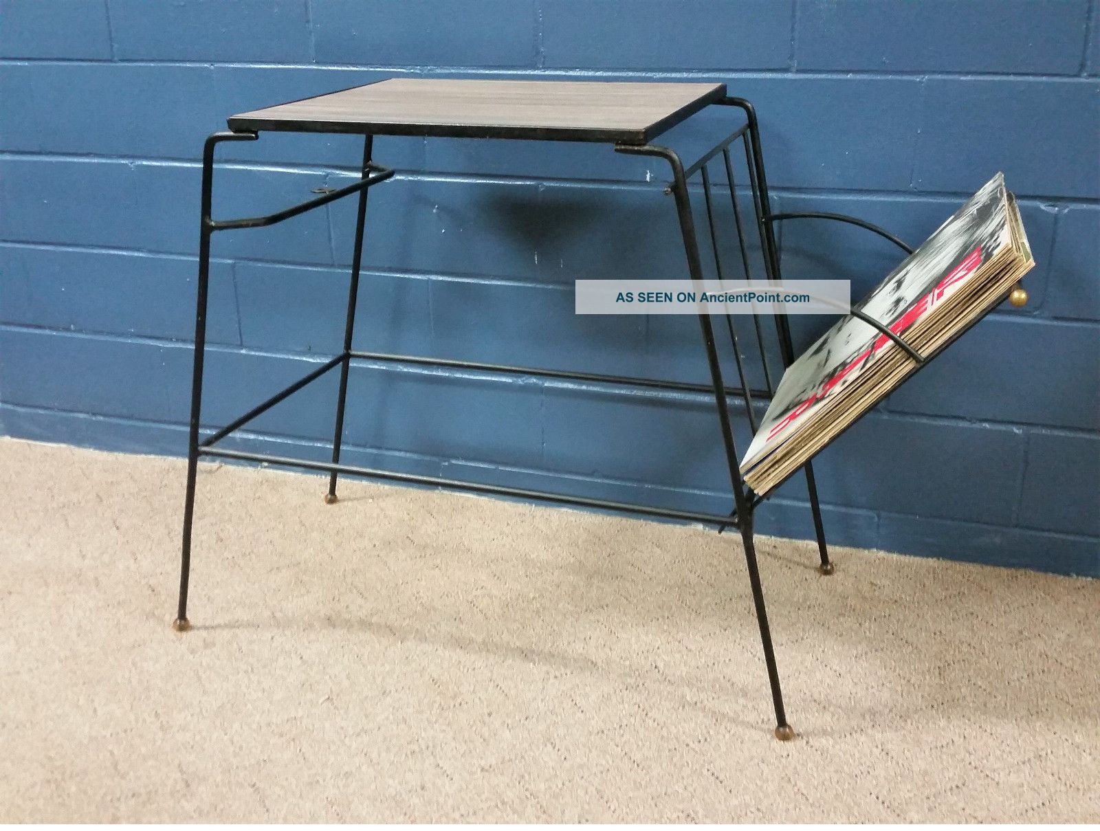 Vintage Mid Century Modern Record Cabinet Storage Metal Music Records Atomic Mid-Century Modernism photo