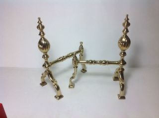 Vintage Solid Brass Fire Dogs Fireplace Tool Poker Rest Holder Doorstop Andirons photo