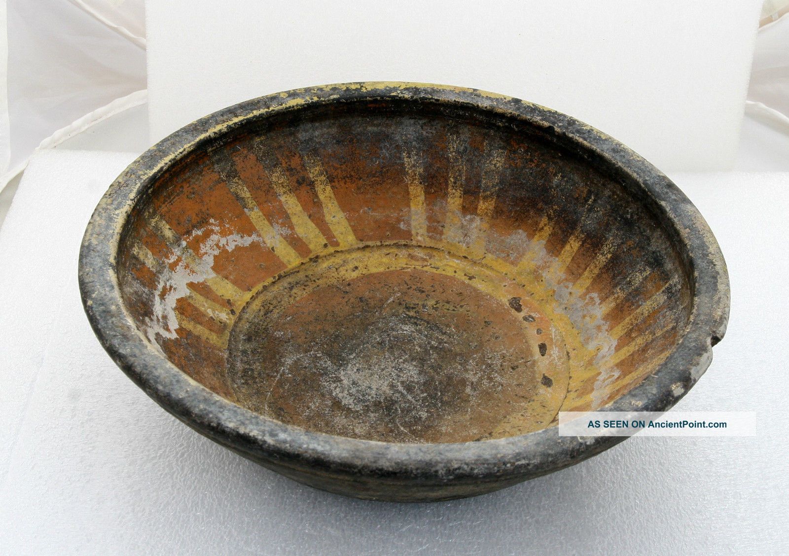 Antique 19`c Ottoman Hand Made Redware Glazed Pottery Ceramic Large Dish Bowl 37 Islamic photo