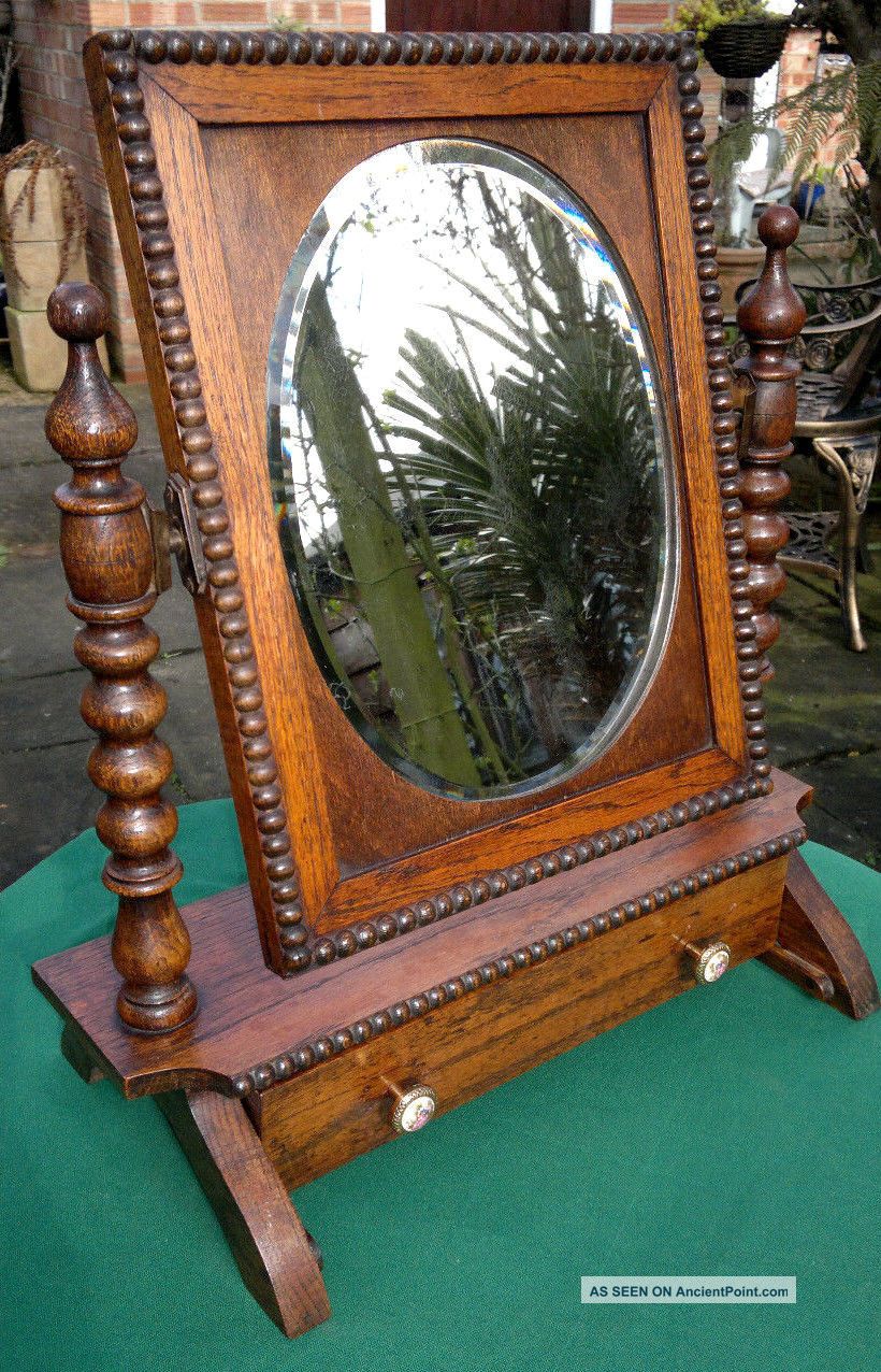 Antique Oak Dressing Table Swing Mirror With Drawer Mirrors photo