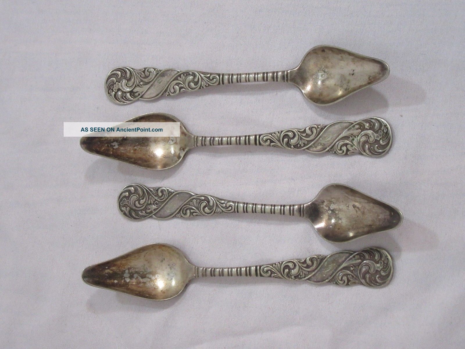 Vintage Silver Plate 4 Royal Grapefruit Fruit Spoons 1890 Mermod Jaccard Co Flatware & Silverware photo