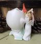 Antique Figural Bisque Angel Ringing Bell Holiday Egg Vase Christmas Or Easter Vases photo 3