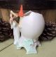 Antique Figural Bisque Angel Ringing Bell Holiday Egg Vase Christmas Or Easter Vases photo 5