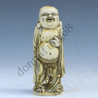 Chinese Exquisite Hand - Carved Antlers Buddha Statue photo