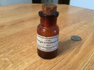 Antique Apothecary Potassium Hypophosphite Chemical Glass Merck Brwn Bottle Jar photo