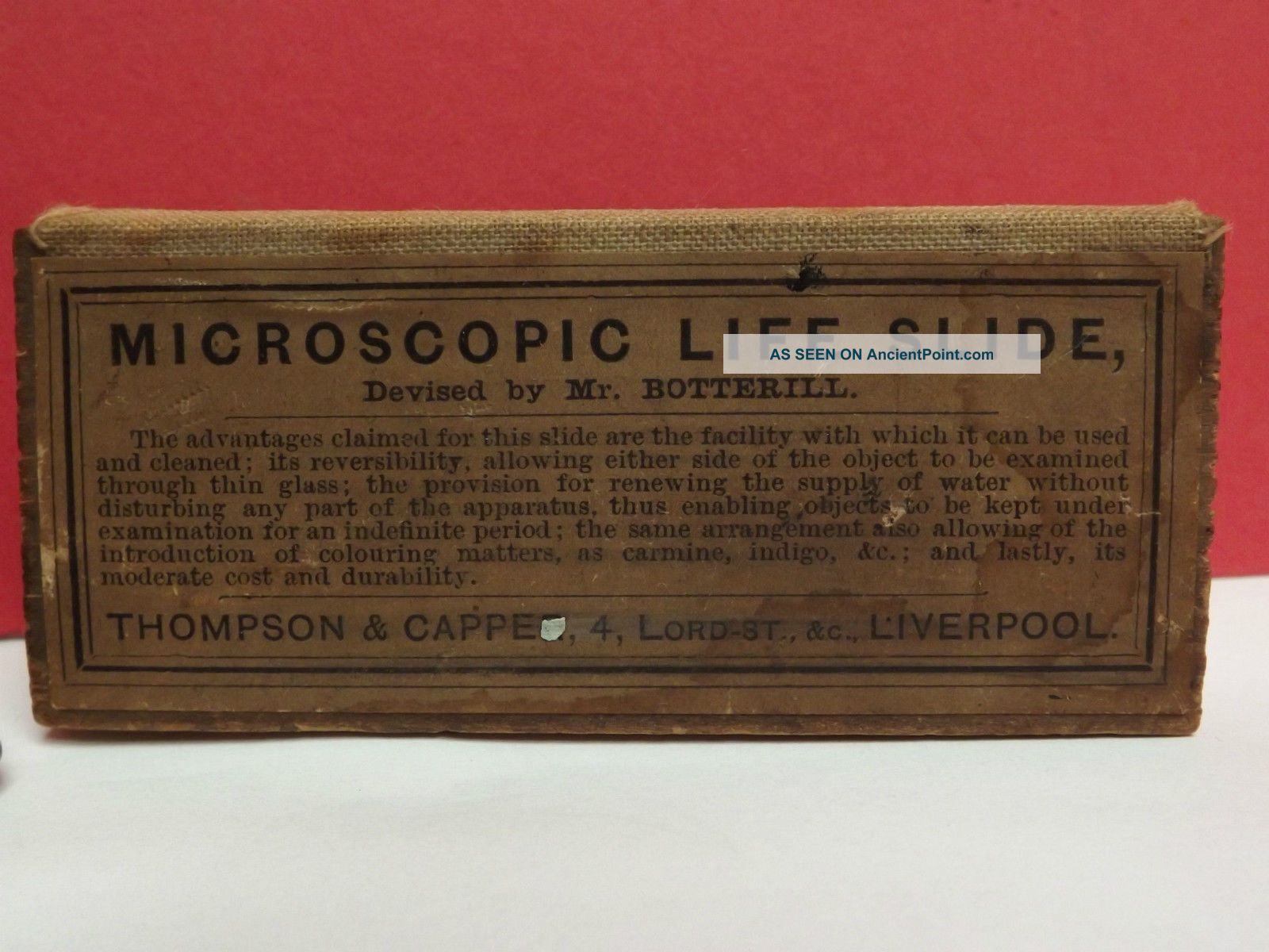 Microscope [ Life Slide ] Mr Botterill.  { Microscope Slide } Brass [ Boxed ] Other Antique Science Equip photo