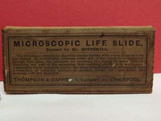 Microscope [ Life Slide ] Mr Botterill.  { Microscope Slide } Brass [ Boxed ] photo