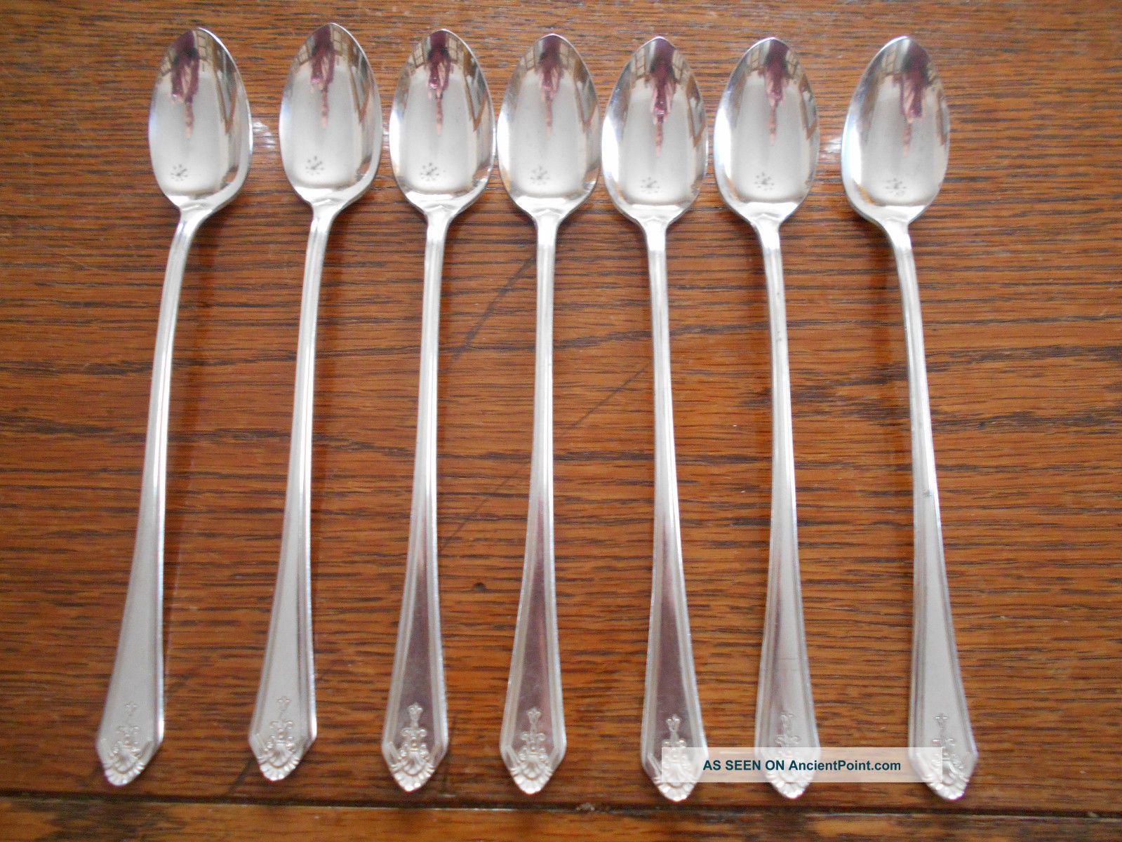 7 Plymouth Silver Plate Iced Tea Spoons Is Silverplate C.  1930 ' S 391 Flatware & Silverware photo