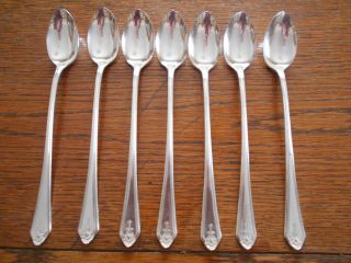 7 Plymouth Silver Plate Iced Tea Spoons Is Silverplate C.  1930 ' S 391 photo