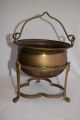 Brass Or Copper Caldron On A Ornate Stand With Handle Made In India Hearth Ware photo 2