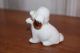 Capodimonte Porcelain Dog Figurine - White With Gold Trim And Crystal Eyes Figurines photo 1