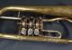 Antique Brass Musical Instrument Josef Lidl Brno F Rotary Trumpet 3 Valves Horn Brass photo 4