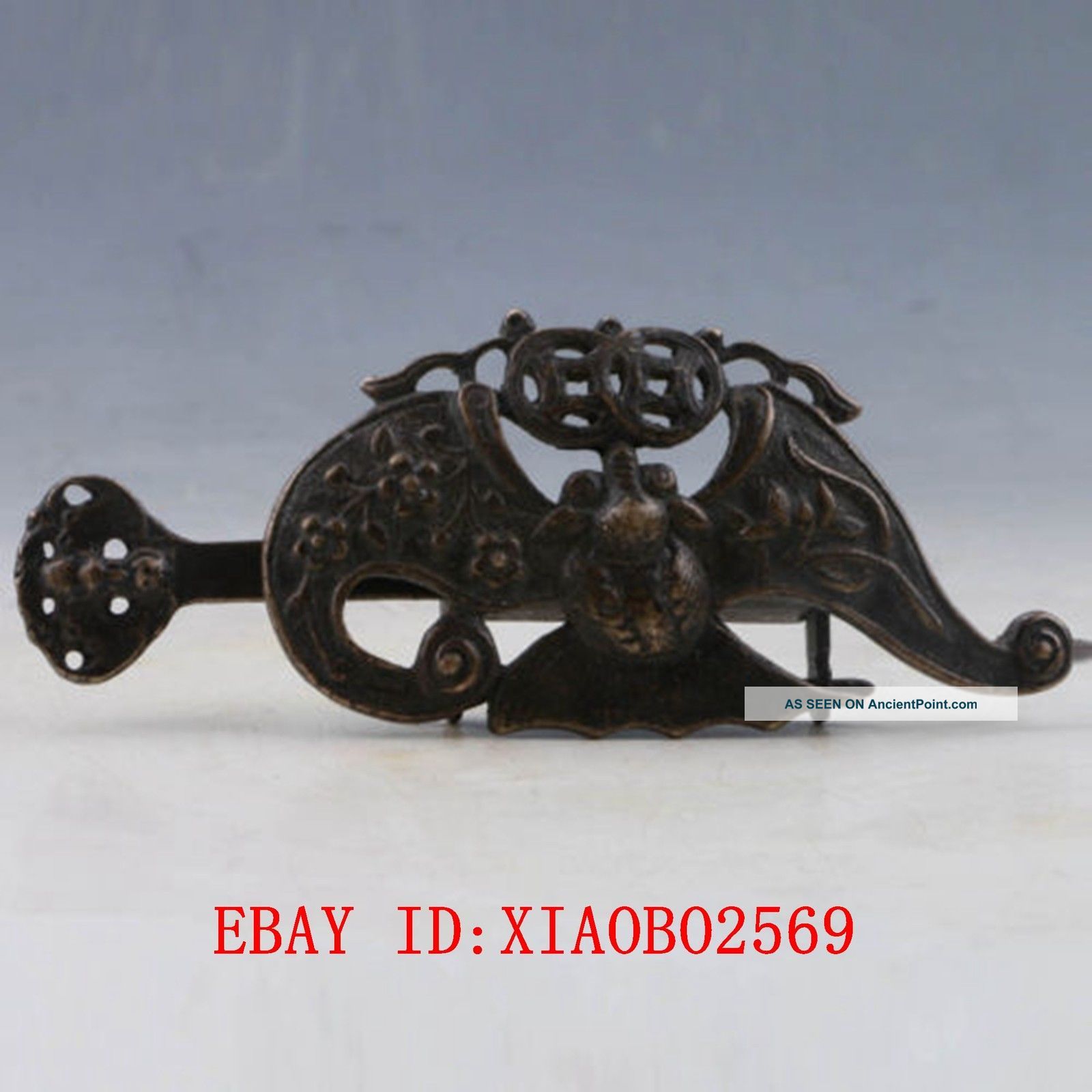 Old Handwork China Bronze Usable Bat Shaped Lock And Key Xz023 Other Antique Chinese Statues photo