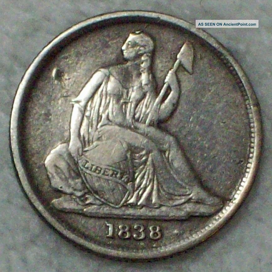 1838 O Seated Liberty Dime Authentic Silver Rare No Stars Type Orleans Coin The Americas photo