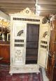 Antique White Carved French Oak Brittany Painted Armoire. 1800-1899 photo 3