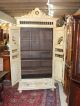 Antique White Carved French Oak Brittany Painted Armoire. 1800-1899 photo 4