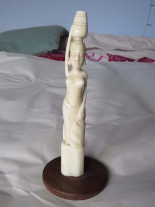 Antique Carved Bovine Bone African Fertility Statue Woman Figure Chinese Virgo photo