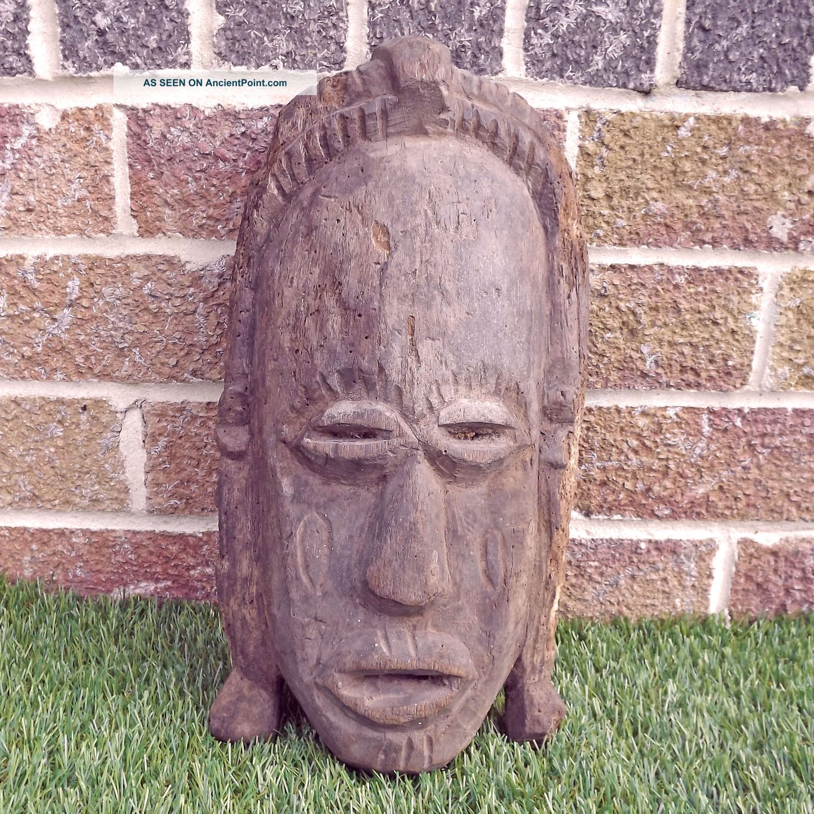 Vintage Hand Carved Wooden African Mask - Unidentified Ethnic Carving Other African Antiques photo