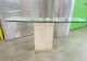 Imposing 70 ' S Architectural Travertine Marble Console With Glass Top 1/2 