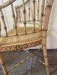 Pair Vintage Faux Bamboo Barrel Back Chinoiserie Painted Chairs Post-1950 photo 11