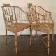 Pair Vintage Faux Bamboo Barrel Back Chinoiserie Painted Chairs Post-1950 photo 1