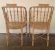 Pair Vintage Faux Bamboo Barrel Back Chinoiserie Painted Chairs Post-1950 photo 2