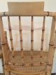 Pair Vintage Faux Bamboo Barrel Back Chinoiserie Painted Chairs Post-1950 photo 3
