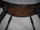 Antique Primitive Footstool Turned Wood And Leather Seat Bench Foot Stool Unknown photo 11