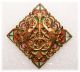 Majestic Brass Beast Double Dragons Filigree Colorful Window Pane Studio Button Buttons photo 2