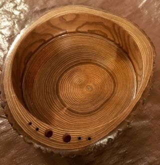Vintage Rusticware Wood Tree Bark Nut Cracker Bowl photo