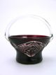 Vintage Ruby Red Cut Glass Basket Vase Bowl Bohemian 1950s Vases photo 3