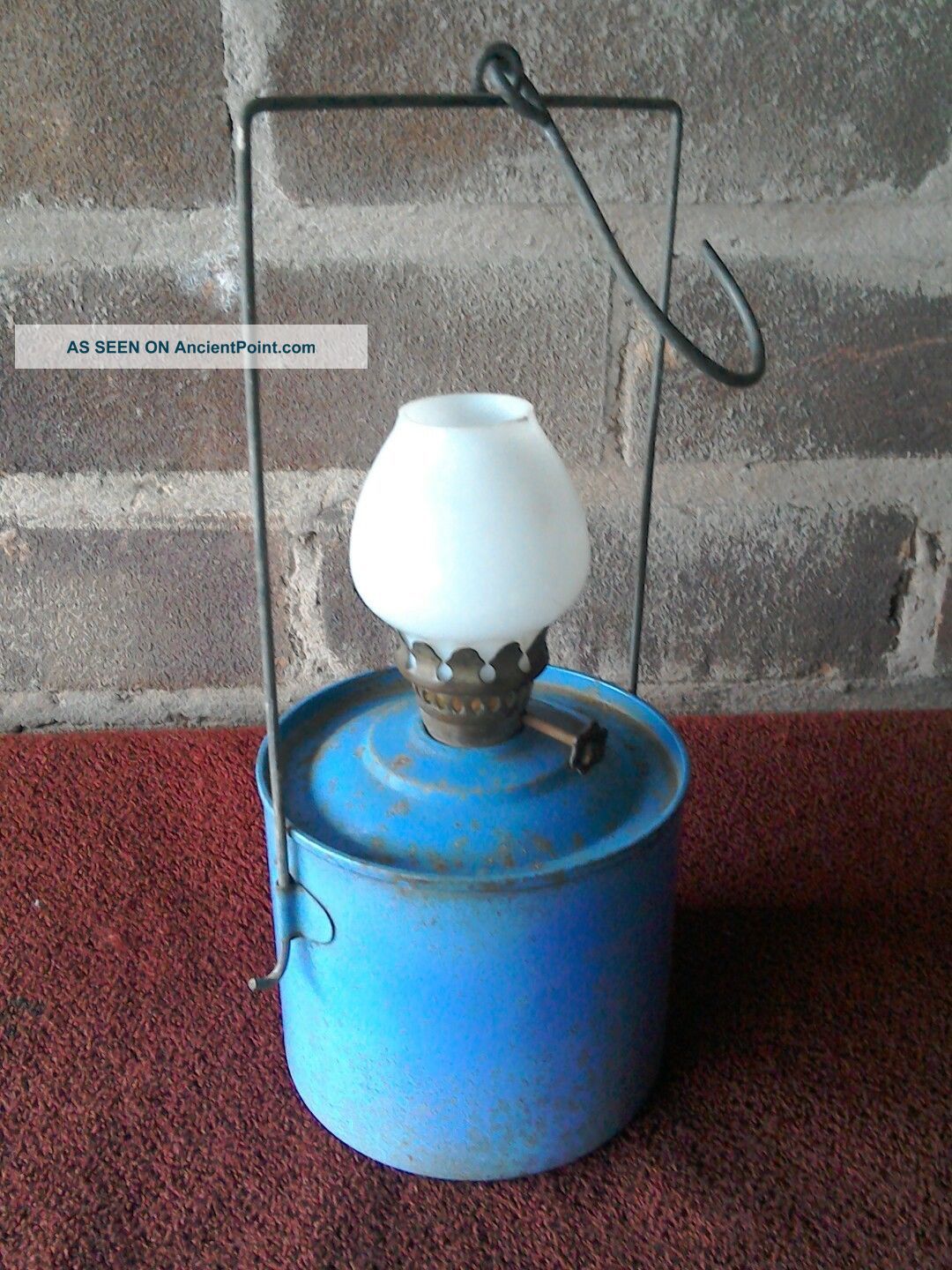 Vintage Paraffin Outhouse Lamp Glass Shade Hanging Greenhouse Camping Shed Light 20th Century photo