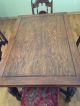 Antique Oak Wood Dining Table With 2 Pull Out Leafs And 4 Chairs 1900-1950 photo 1