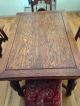 Antique Oak Wood Dining Table With 2 Pull Out Leafs And 4 Chairs 1900-1950 photo 3