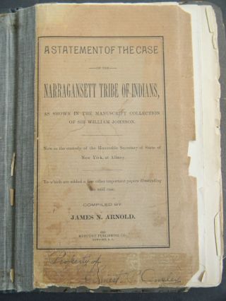 C1896 - Case Of The Narragansett Tribe Of Indians By James N.  Arnold photo