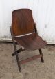Pair Vintage American Seating Wood Folding Chairs,  Made In Grand Rapids Mi 1900-1950 photo 6