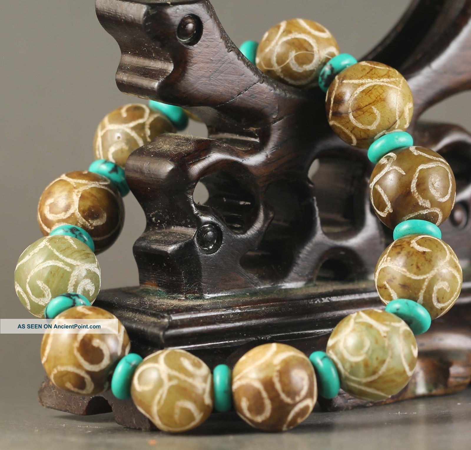 China Old Natural Jade Bangle Chinese Natural Jade Beads Bracelet