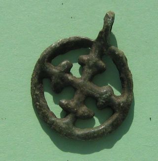 Ancient Viking Bronze Cross In A Circle 10 - 12 Century photo