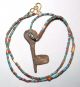Ancient Viking Key Bronze Turquoise Pipestone Necklace 900 - 1100ad Viking photo 1