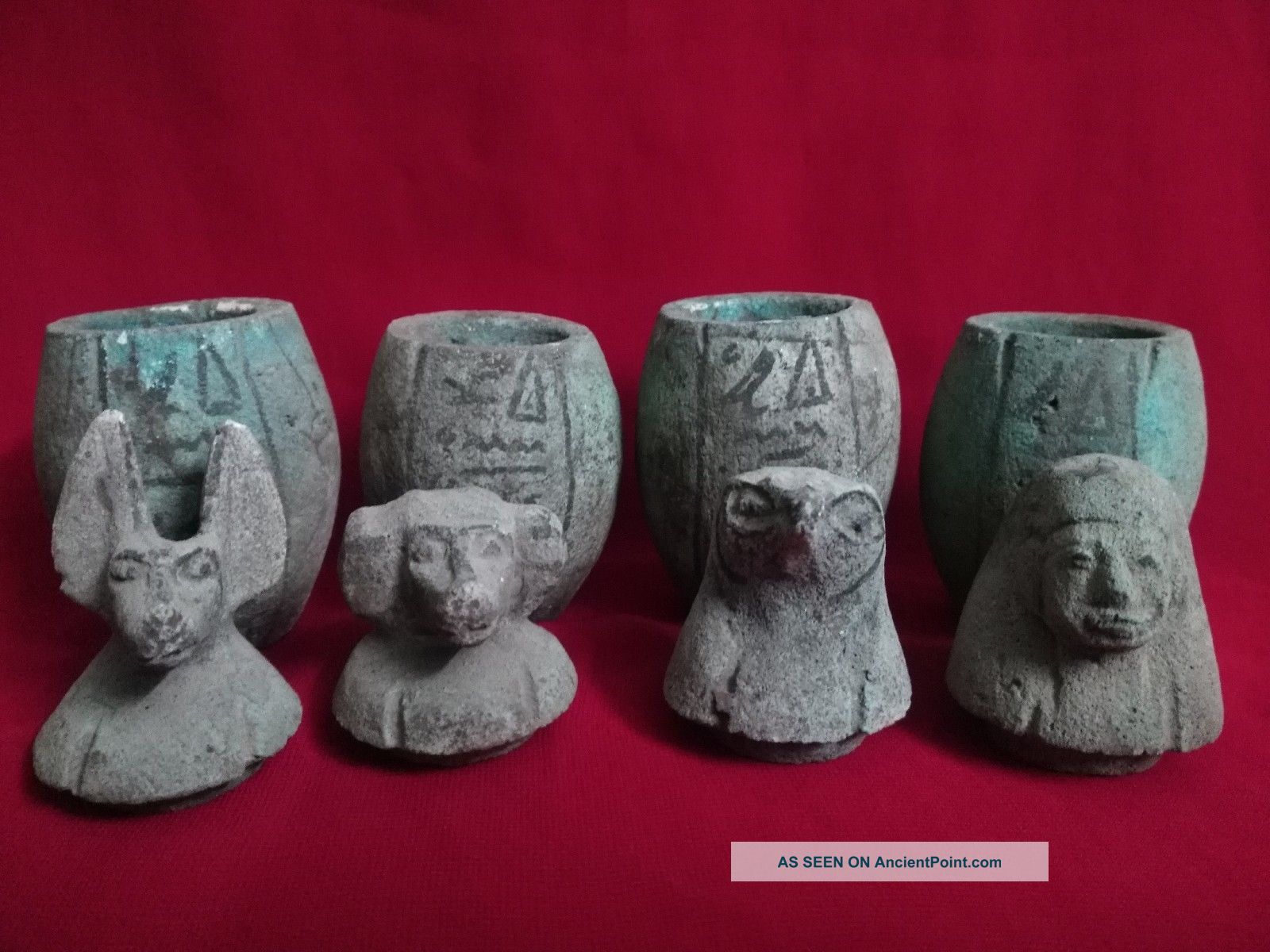 4 Ancient Egyptian Canopic Jars (990–969 Bc) Egyptian photo
