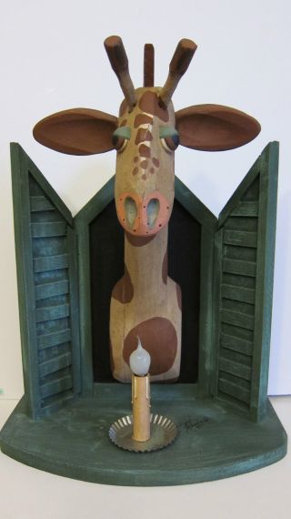 Vintage Folk Art Wooden Giraffe Lamp.  By Millwood Toy.  Barry Grosscup.  Usa photo