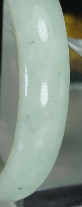 Antique Chinese Natural Icy White Off Green Jade Bangle Large Bracelet 66mm Rare photo