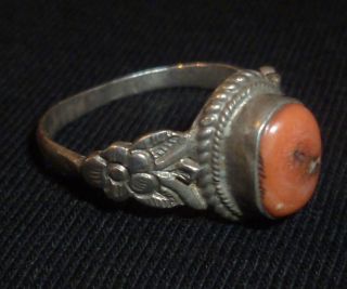 Byzantine Ancient Artifact - Silver Ring With Stone Gem Circa 1200 - 1400 Ad - 3529 photo