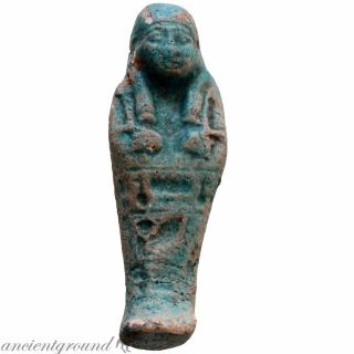Ptolemaic Period Ancient Egyptian Faience Ushabti Shabti Pendant 300 - 200 Bc photo