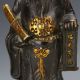 Chinese Brass Copper Gilt Handwork The God Of Fortune Statue - Lu God Other Antique Chinese Statues photo 2