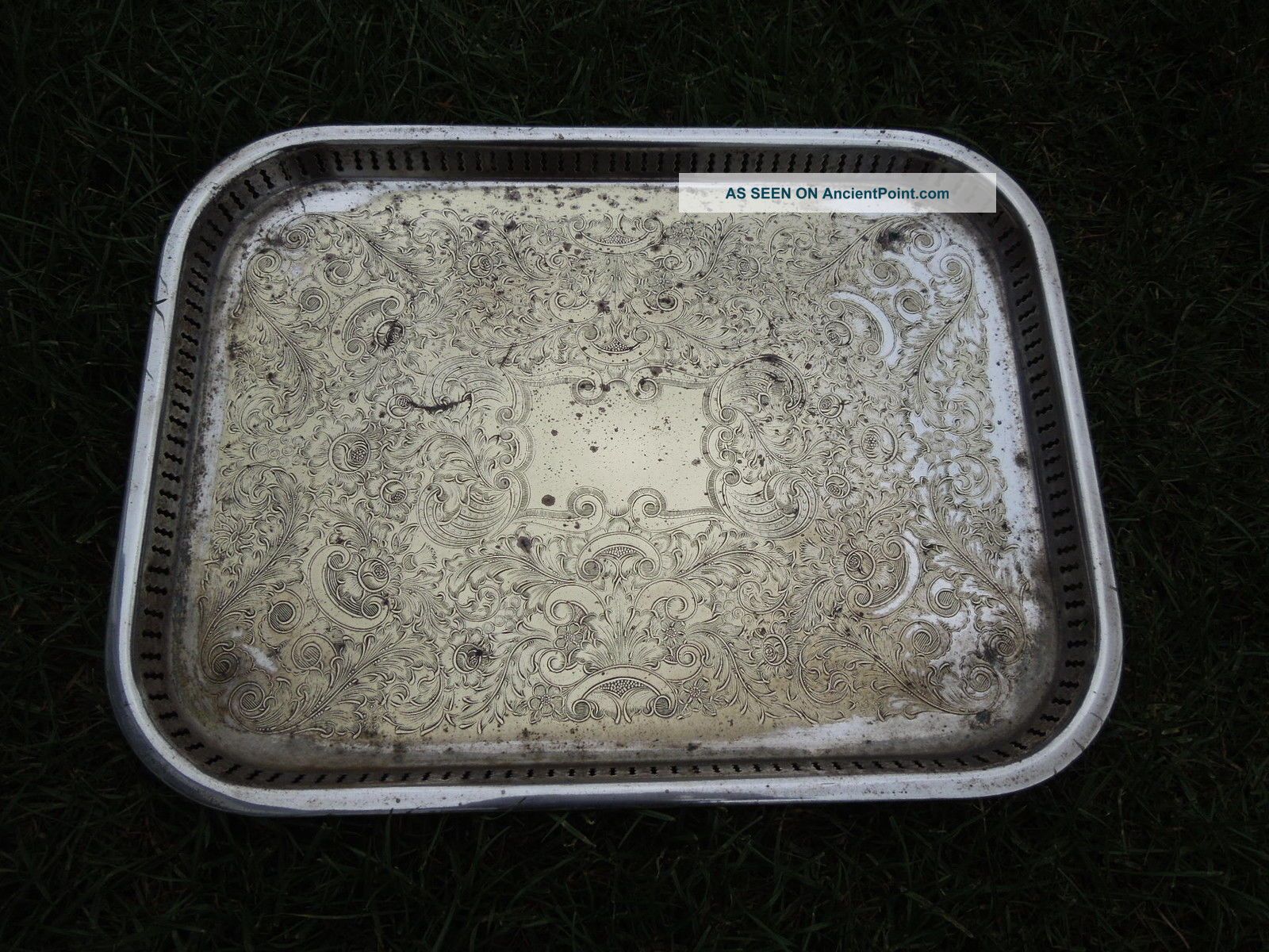 Vintage Silver Plated Tray,  Walker & Hall,  Heavy And Worn Platters & Trays photo