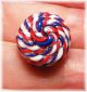 Vintage Paperweight Button Red,  White & Blue Twisting Cane Glass Button Buttons photo 1