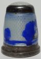Vintage Sterling Silver Thimble Glass Top Enameled Landscape Germany Thimbles photo 3