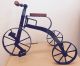 Vintage Miniature Iron Tricycle W/ Wooden Seat,  12 